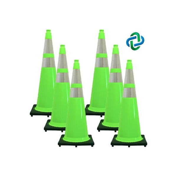 Gec Mr Chain DOT Traffic Cone, 36in, Safety Green, 6/Pack 98077-6 - main